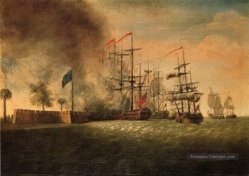 Attaque de Sir Peter Parker contre le fort Moultrie Batailles navale Peinture à l'huile